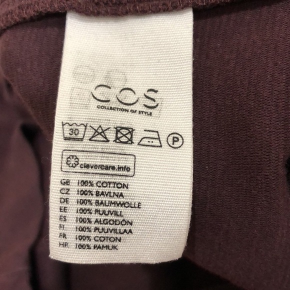 COS T-Shirt Top Size Small Eggplant Dark Purple Ribbed Cotton Short Sleeve - Picture 7 of 11